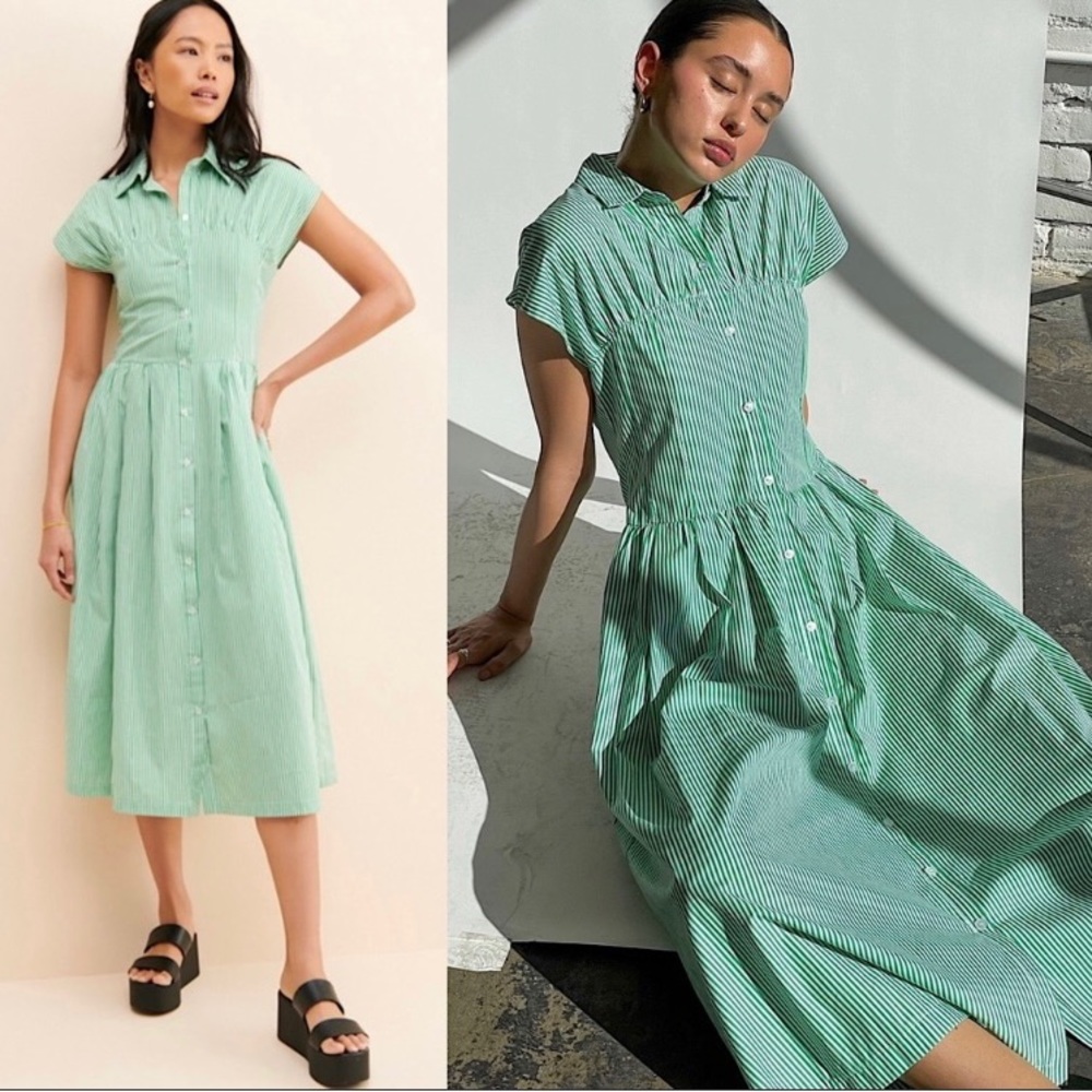 Lisa Says Gah Green Striped Midi Dress